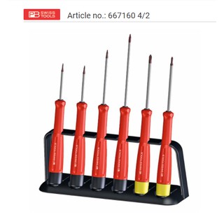 Bộ tua vít điện tử 6 cây pb swiss tools 4 dẹp, 2 phillips 667160 4/2