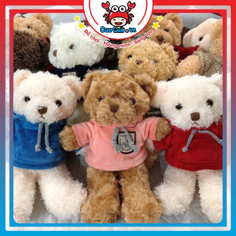 Gấu bông Teddy Head Tales mặc áo nhiều mầu (Size nhỏ mini 20cm, thú nhồi bông cao cấp lông xoăn mịn)