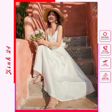 Đầm váy maxi trắng nơ sau đi tiệc - đi biển (kèm hình thật) | BigBuy360 - bigbuy360.vn