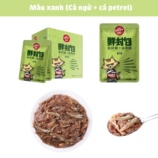 Pate Cho Mèo Wanpy Happy 100 COMBO 12 Gói 80g Pate Mèo 7 Vị Hấp Dẫn_Titipets