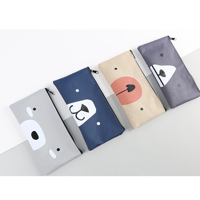 Túi đựng bút bằng vải cỡ lớn in họa tiết hoạt hình đơn giản thời trang