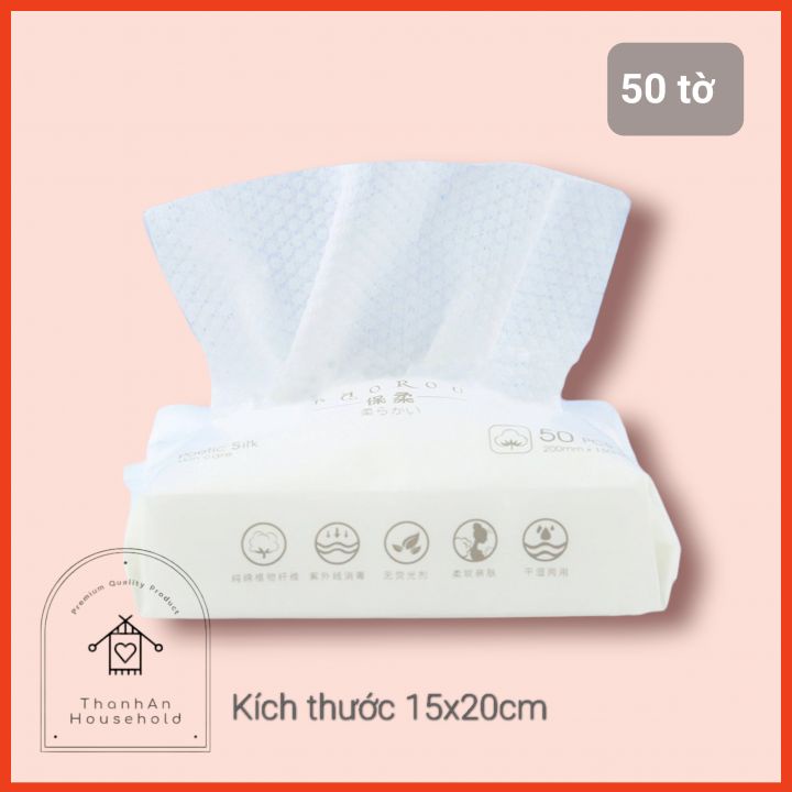 Khăn mặt dùng 1 lần BAOROU gói rút 100 tờ tiện lợi - Khăn lau mặt khô đa năng, tẩy trang siêu mềm, lau khô, lau ướt