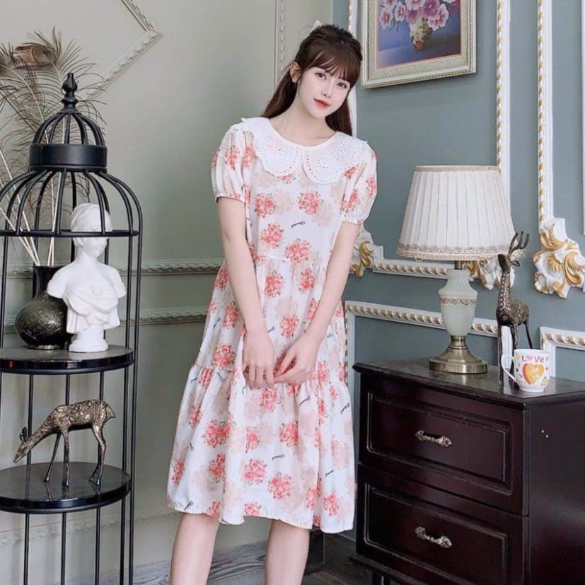Váy Bầu Mùa Hè Hoa Nhí Cổ Tròn Dáng Babydoll Xinh Xắn Thanh Lý Giá Rẻ Honey Mommy