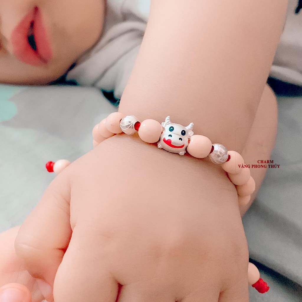 (FREE SHIP) Vòng dâu tằm kết bi bạc THẬT🎋🌷 - Vòng tay cho bé