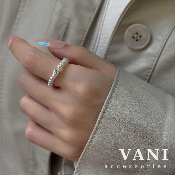 Nhẫn Hạt Châu Đính Đá Lấp Lánh - Vani Store [TS000592]