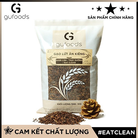 Gạo lứt ăn kiêng GUfoods (1kg) - Hỗ trợ Giảm cân - Thực dưỡng - Eat clean (có 2 lựa chọn: Lứt đỏ + Lứt tím than)