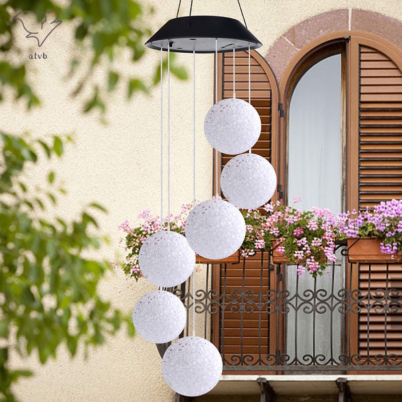 Đèn LED Treo Trần Nhà Bóng Tròn Năng Lượng Mặt Trời Nhiều Màu Sắc Trang Trí Ngoài Trời