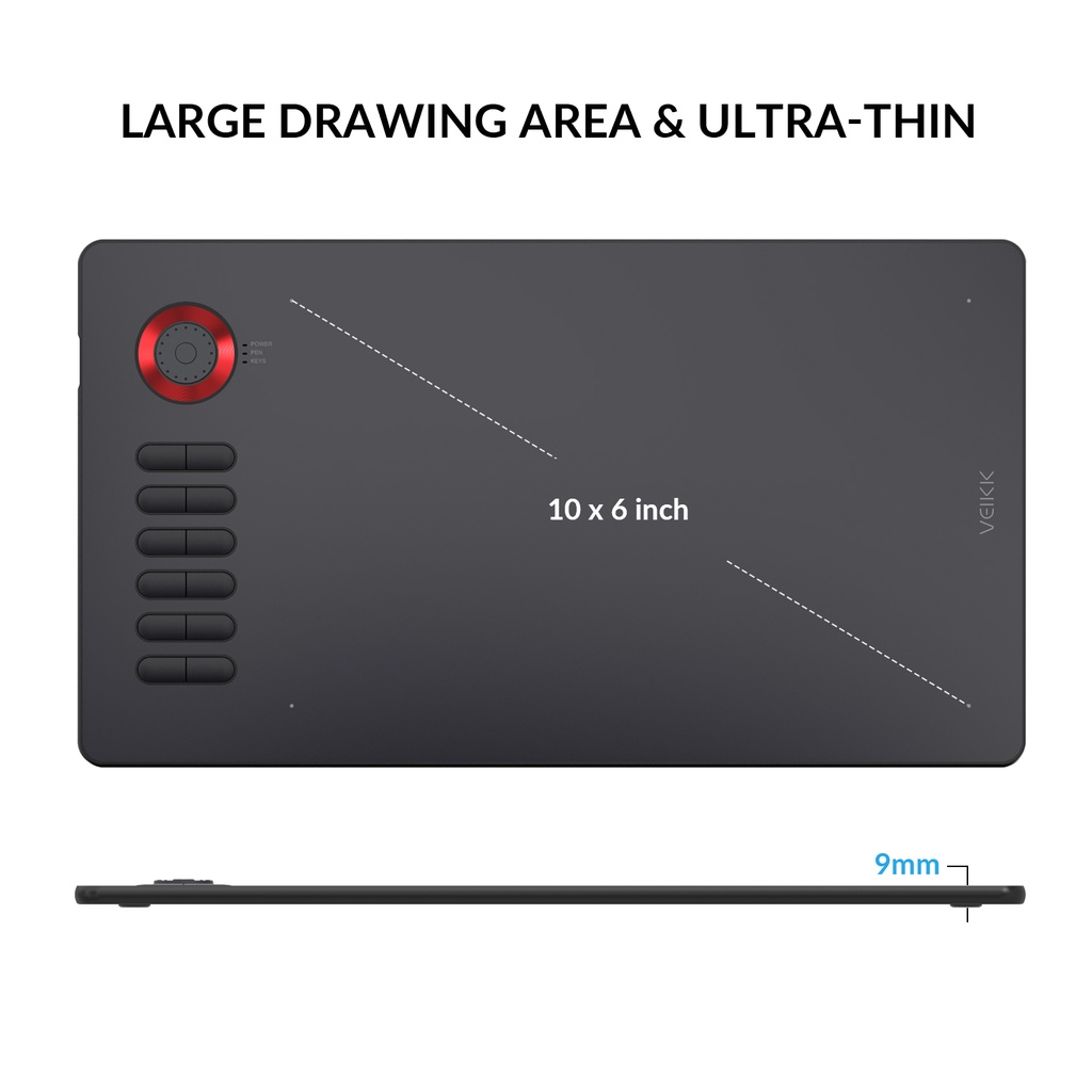 Bảng vẽ điện tử VEIKK A15PRO với bút không dùng pin 10x6 8192 hỗ trợ vẽ kỹ thuật số trực tuyến cho Android/ Windows/ Mac