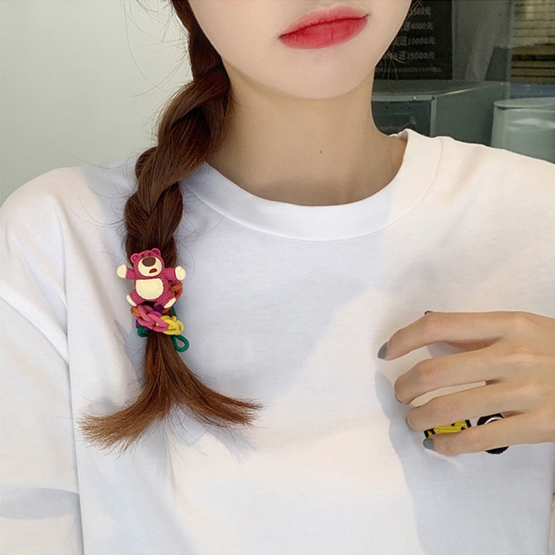 Bộ Phụ Kiện Làm Vòng Tay / Dây Buộc Tóc Hình Gấu / Dâu Tây Bằng Cao Su Dễ Thương diy