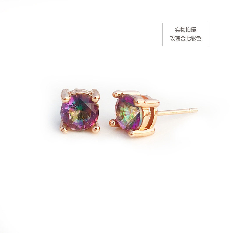 Bông Tai Đính Đá Tím Phong Cách Retro Cho Nữ