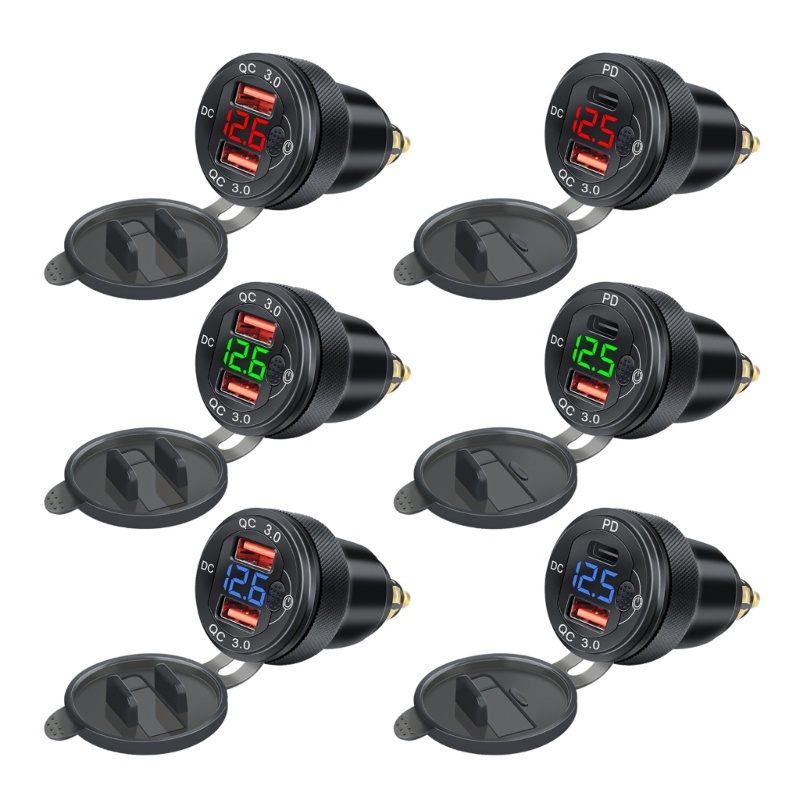 Công Tắc Sạc Điện Thoại GPS Hai Cổng USB 12V 24V Gắn Tay Lái Xe Máy