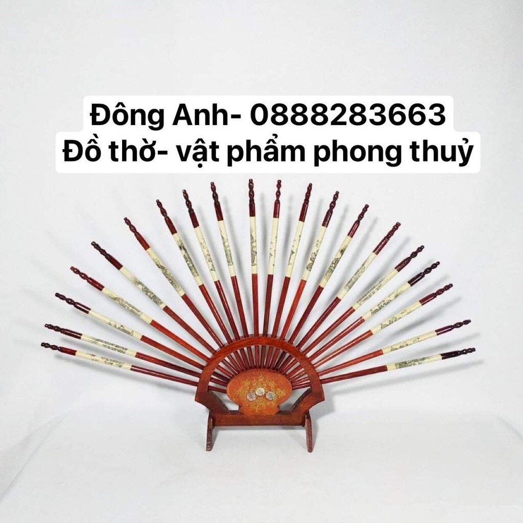 Bộ Đũa Thờ Gỗ Hương 10 Đôi Hình Dải Quạt Trang Trí Ban Thờ