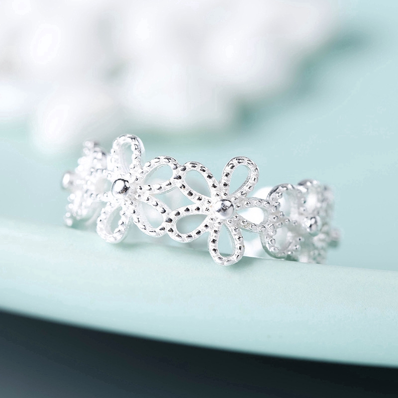 Exquisite Nhẫn hình hoa kiểu mở phong cách Hàn Quốc