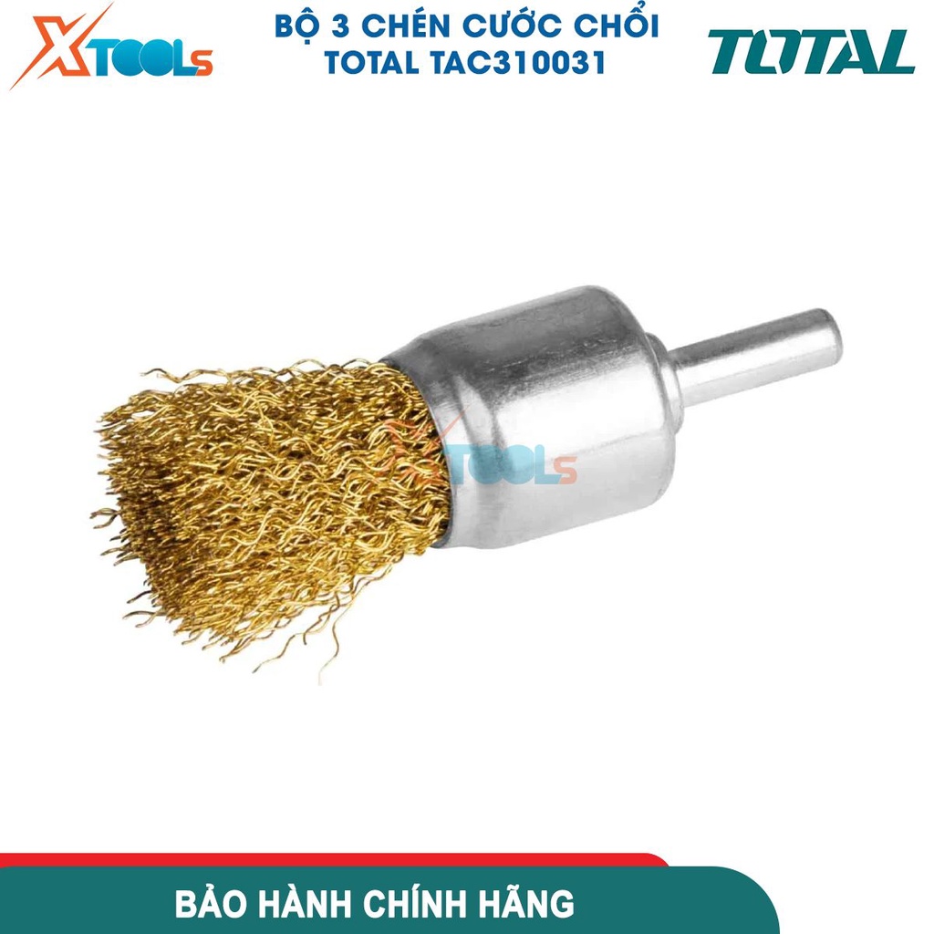 Bộ 3 bánh cước chổi cước cốt 6mm TOTAL TAC310031, dùng để bào, mài nhẵn, mài cạnh, tẩy cặn, tước sơn