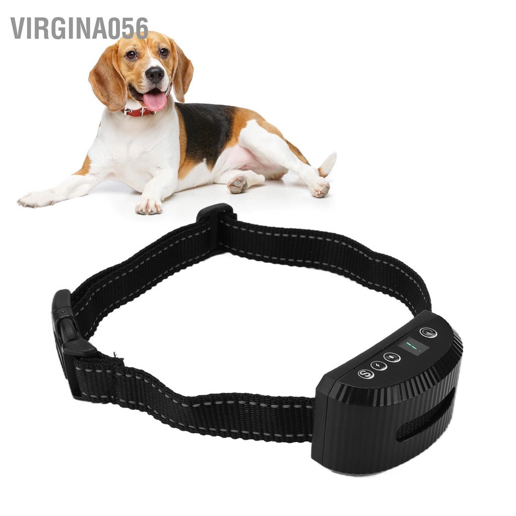 Virgina056 Vòng cổ huấn luyện chó cưng Thiết bị kiểm soát vỏ cây thông minh rung chống sủa cho