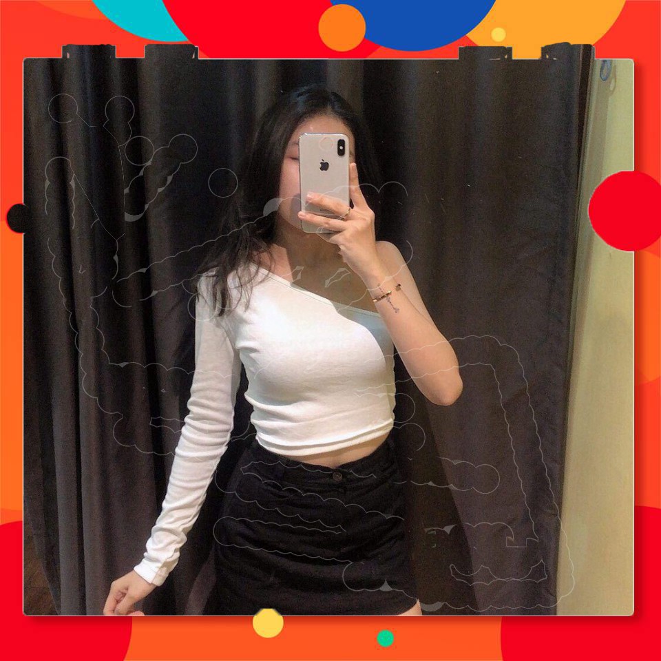 1142A24B1 Áo thun tay dài hở 1 bên lạ mắt sexy [Ưu Đãi]