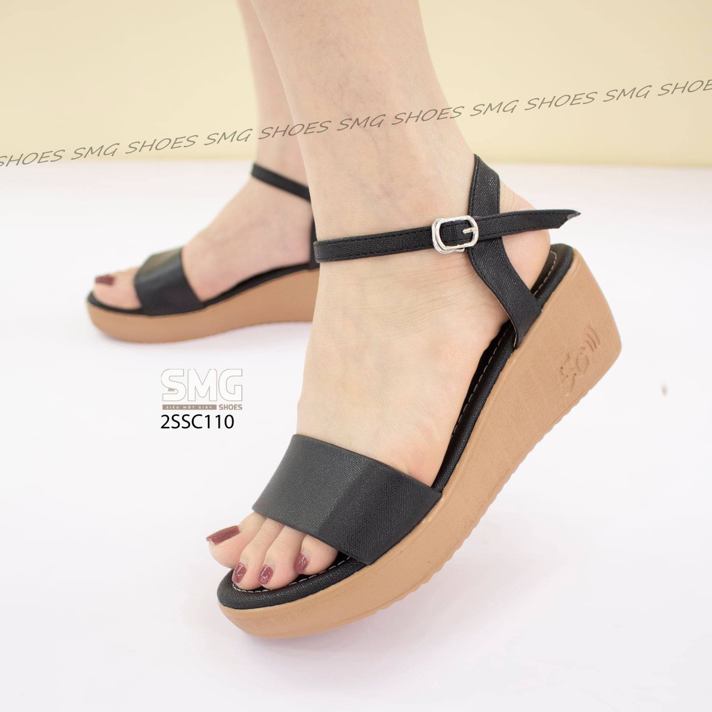 Sandal đế xuồng quai ngang bản to cao 5p đi nhẹ như không đi, 2ssc110, Fashioncimi