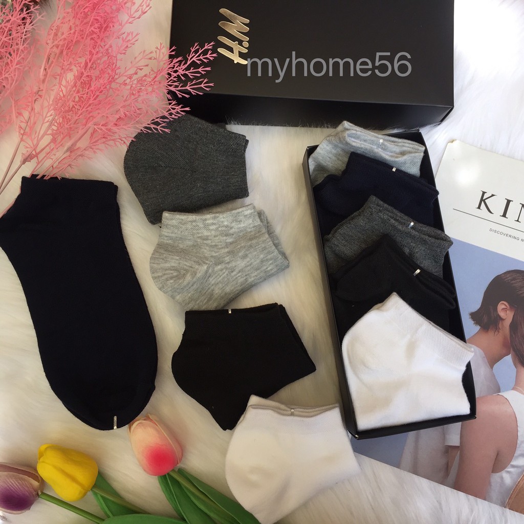 Hộp 5 đôi tất HM cổ ngắn full box