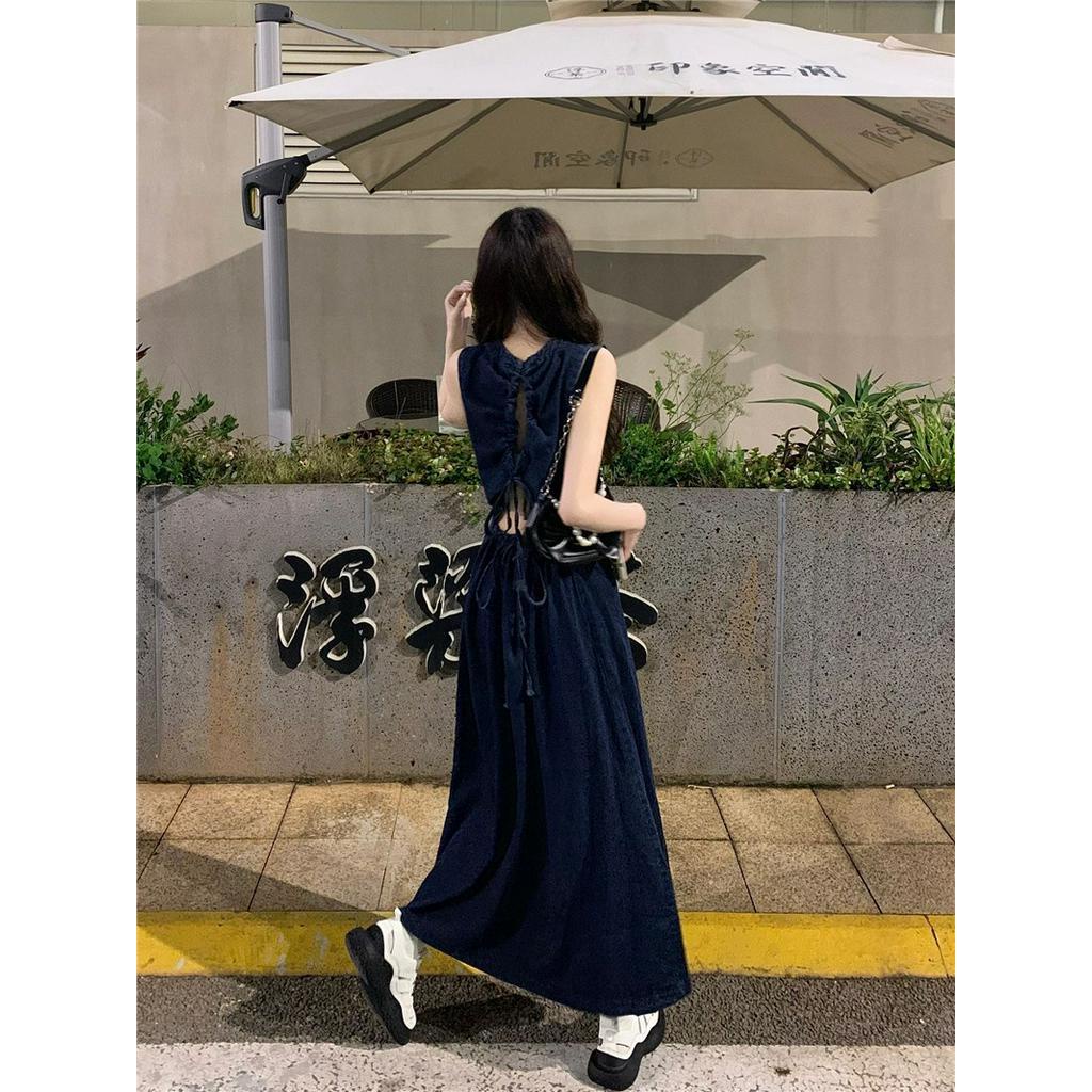 Áo Thun Trơn Cột Dây Vải Denim Ngắn Tay Thời Trang Đơn Giản 63240