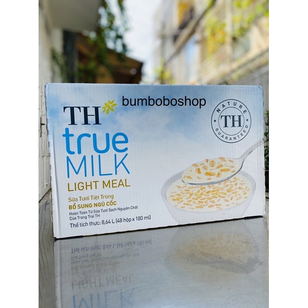 Thùng 48 hộp sữa tươi bổ sung ngũ cốc TH TRUE MILK LIGHT MEAL (180ml/hộp)