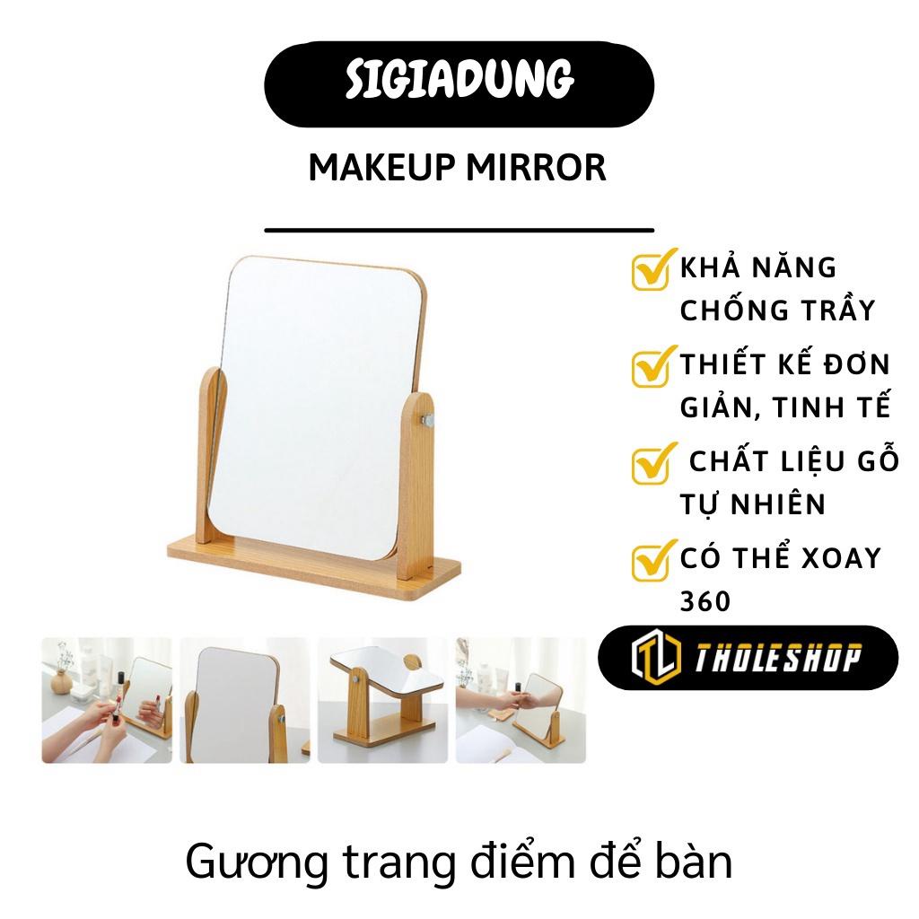 [SGD] Gương Trang Điểm Để Bàn - Gương Soi Gỗ Để Bàn Có Thể Xoay 360, Trang Trí Phòng 1056