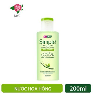 (chính hãng) Nước hoa hồng Simple, Toner Simple Kind To Skin Soothing Facial 200ml
