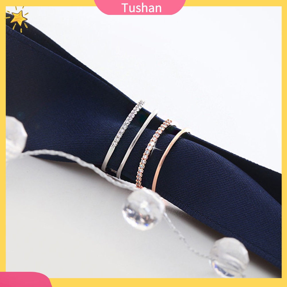 Chiếc nhẫn hở 2 lớp kiểu dáng đơn giản trang trí đính đá cho nữ
