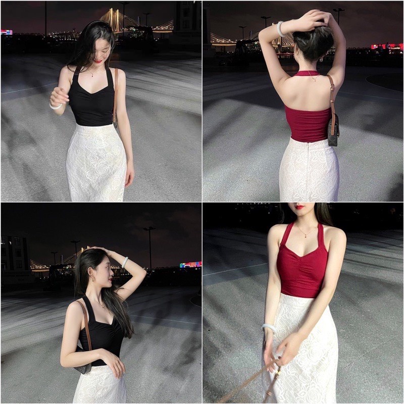 Áo Croptop Hai Dây Cổ Chui Thời Trang Siêu Gợi Cảm X8