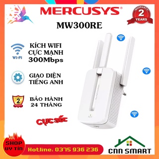 Bộ kích sóng wifi Mercusys MW300RE 3 râu thu phát sóng cực mạnh, mở rộng sóng 300M - Chính hãng