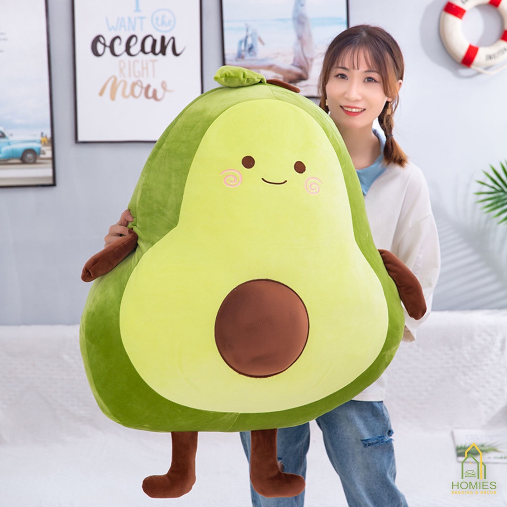 Gối Ôm Hình Thú Nhồi Bông HOMIES Hình Quả Bơ Chất Vải Nhung Mềm Mịn Siêu Đáng Yêu - Nhiều Kích Thước