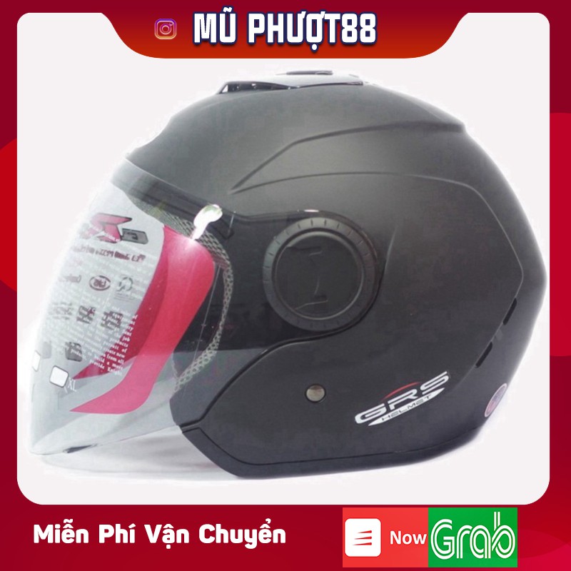 Mũ bảo hiểm GRS A649k Đen nhám - Mũ 3/4 đầu chính hãng có kính dành cho người lớn clip thật