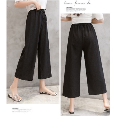 Quần Suông Nữ Cạp Chun Chất Đũi Madela Phong Cách Hàn Quốc, Quần Đũi Ống Rộng Lưng Chun Nhẹ Thấm Hút Mồ Hôi