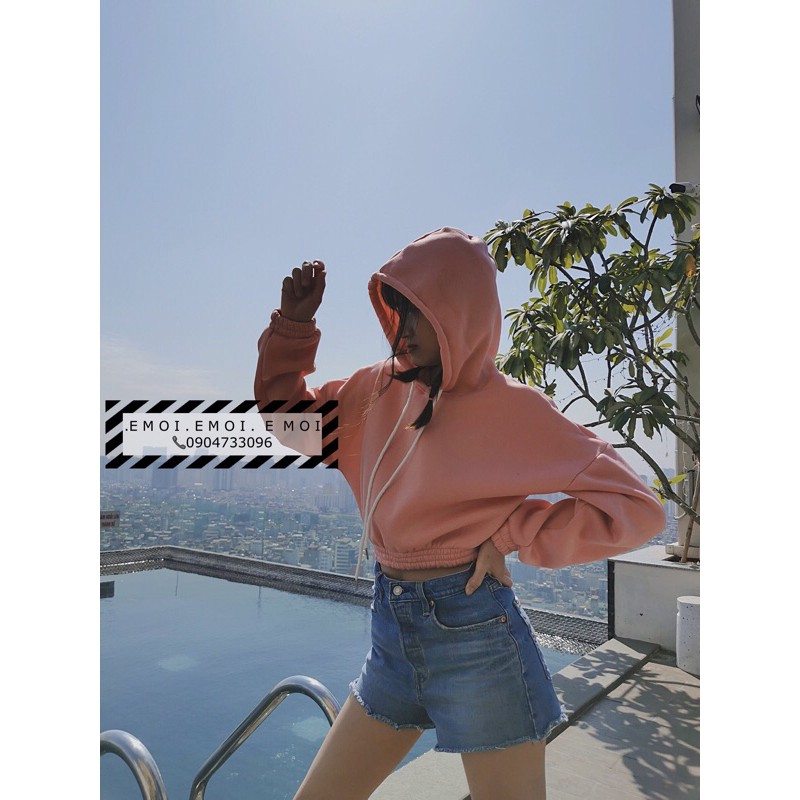 [Ulzzang Fashion] Croptop bo chun có mũ phong cách hàn quốc [100% ảnh thật]