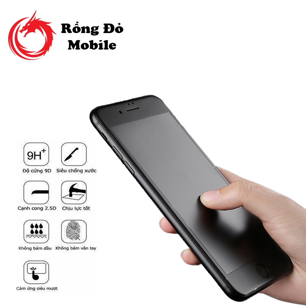 Kính cường lực chống bám vân tay iphone full màn cho 6/7/8/7+/8+/X/XR/XS MAX/11/11 Pro Max/12/12 Pro Max Rồng Đỏ Mobile