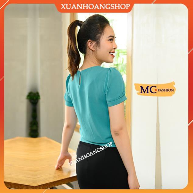 Áo Sơ Mi Nữ Đẹp Mc Fashion, Tay Ngắn Cộc, Kiểu Dáng Công Sở, Trơn, 2 Màu Xanh, Đỏ Ta946 . !