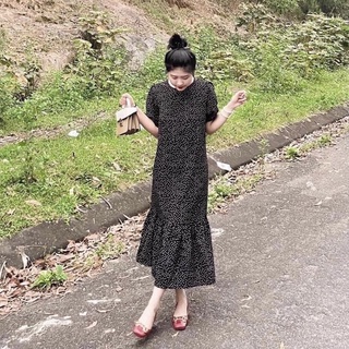 Đầm váy bi đen đuôi cá (kèm hình thật)