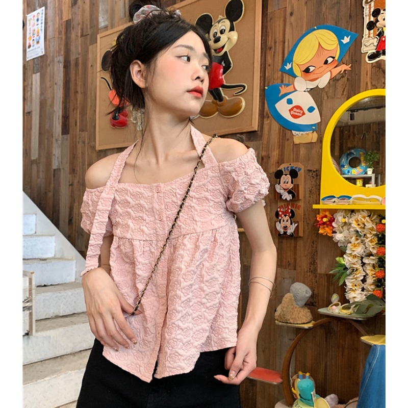 Áo Nữ Trễ Vai Tay Ngắn Dáng Rộng Thời Trang