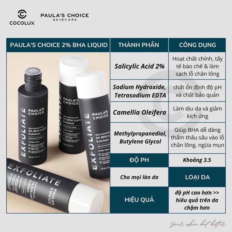 Bill US - Tẩy tế bào chết hoá học Paula Choice BHA 2% làm sạch sâu lỗ chân lông, giảm mụn