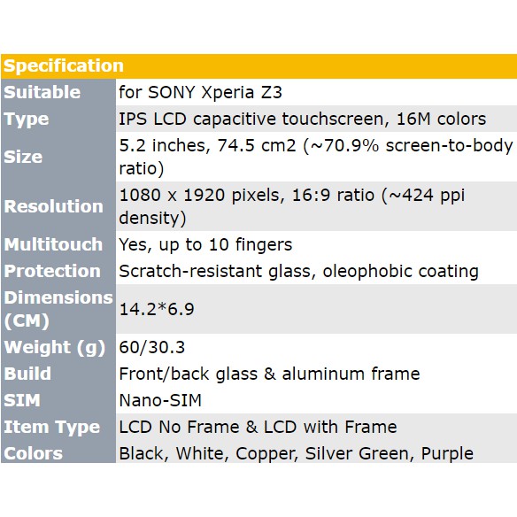 Màn Hình LCD Cảm Ứng Thay Thế Cho SONY Xperia Z3 D6603 D6633 D6653 L55T