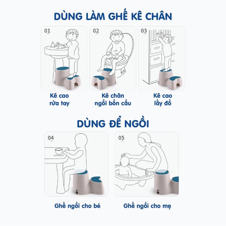 Ghế bậc kê chân toilet, bồn cầu cho bé khi đi vệ sinh Holla cao cap chinh hang