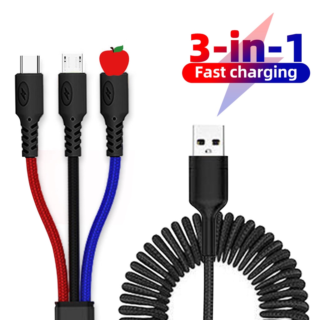 Dây cáp sạc USB Fonken 3 trong 1 Type C/ Micro USB/ Lightning 2.4A cho Huawei Xiaomi Samsung