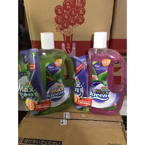 NƯỚC LAU SÀN DẠNG CHAI 1L mãkleen tặng kèm túi 600ml theo phân loại