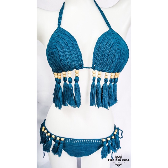 Bikini len móc tua rua phong cách Boho / Crochet Bikini tassels bohemian style