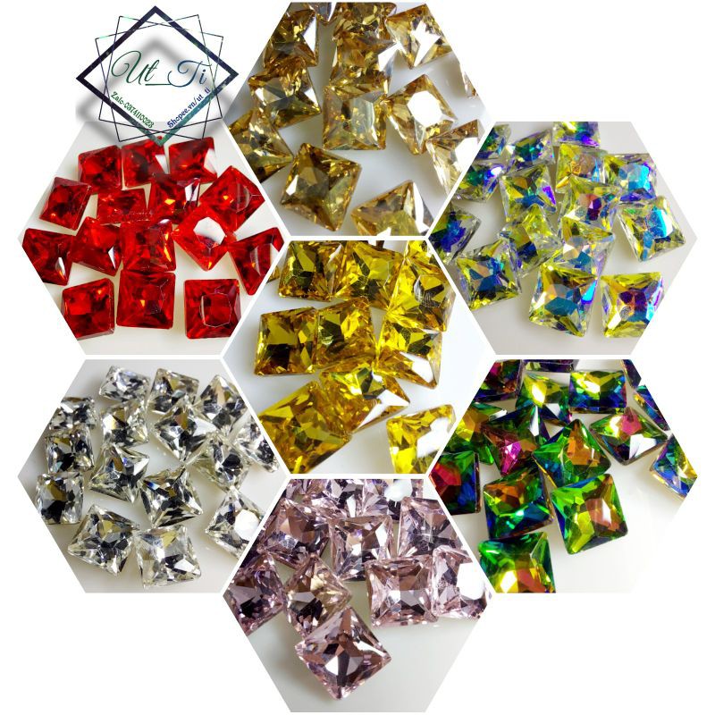 Đá khối vuông 0,8cm chân vàng