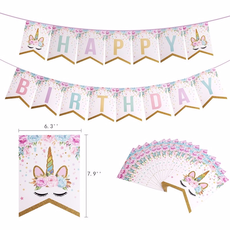 1 Bộ Cờ Happy Birthday Lấp Lánh Trang Trí Tiệc