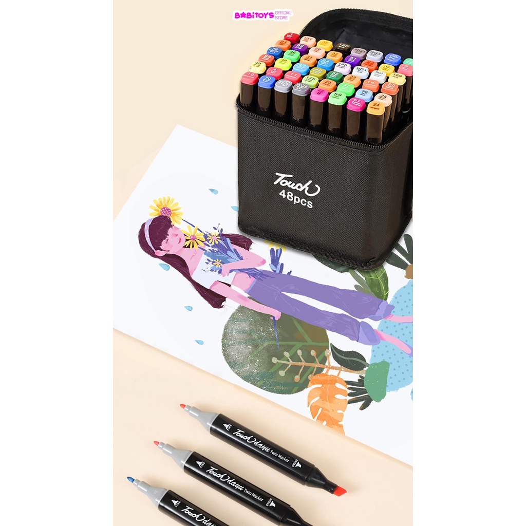 Bộ bút màu dạ, bút vẽ marker cao cấp chuyên dụng tặng kèm túi vải