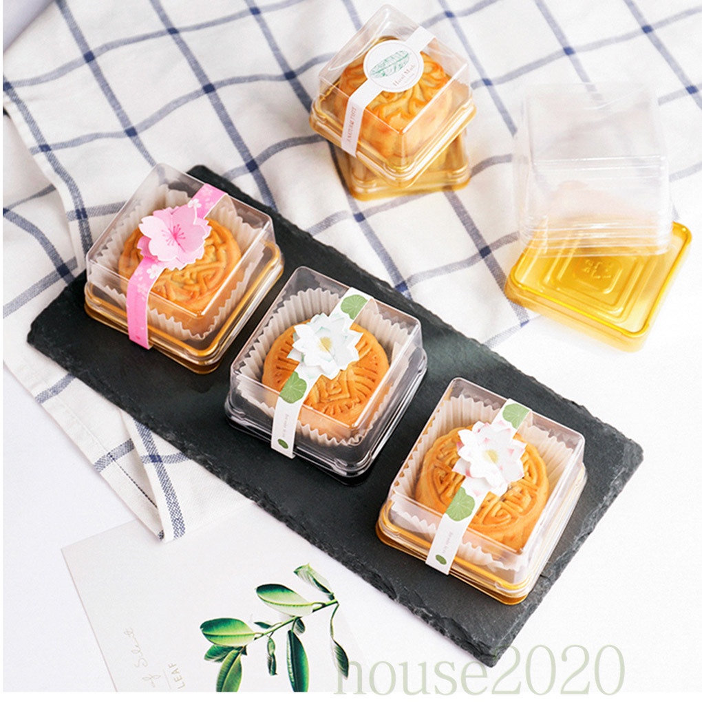 Set 50 Hộp Nhựa Trong Suốt Hình Vuông Mini Đựng Bánh Cupcake Kèm Nắp Đậy 2020 Đen