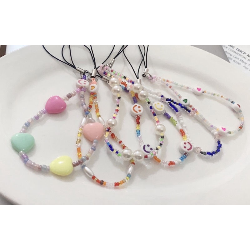 Móc khoá, dây đeo điện thoại (strap) chuỗi hạt acrylic mẫu mới (chọn mẫu)