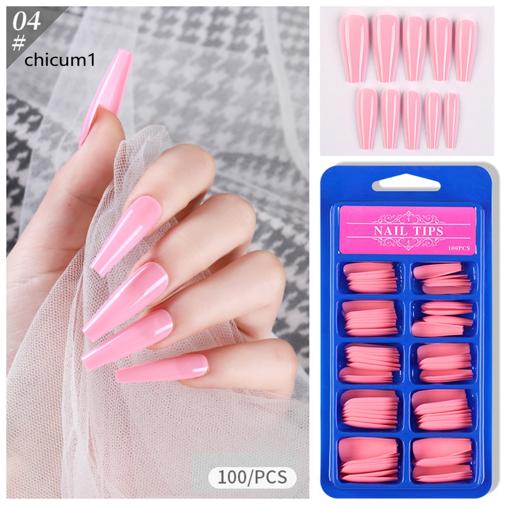 Hộp 100 Móng Tay Giả Bằng Nhựa Abs Dài Nhỏ Gọn Dành Cho Nữ