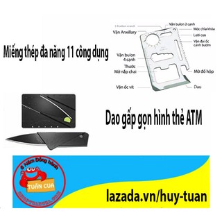 Combo dao gấp hình thẻ ATM và miếng thép đa năng 11 chức năng